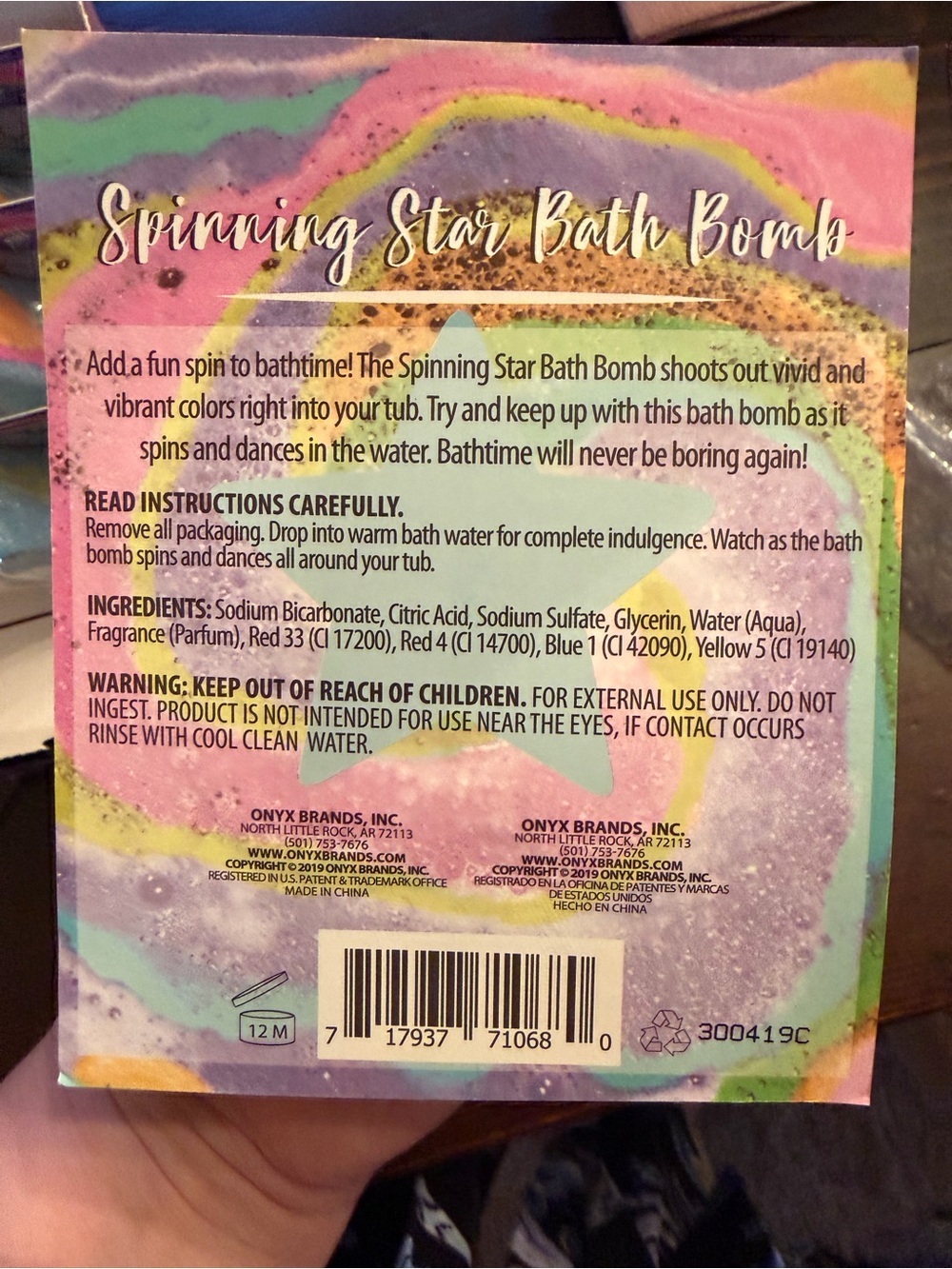 Onyx Bathhouse Spinning Star Bath Bomb Cotton Candy Scent 4 Pack in Display Box - Picture 2 of 8